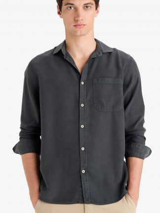 پیراهن آستین بلند مردانه خاکستری تیره دفکتو
