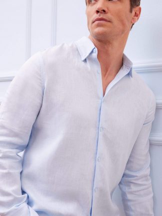 پیراهن آستین بلند مردانه آبی روشن دفکتو