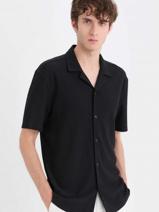 پیراهن آستین کوتاه مردانه مشکی دفکتو