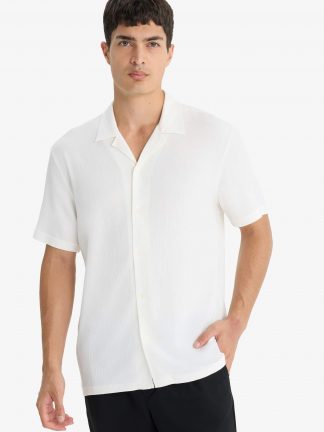 پیراهن آستین کوتاه مردانه بژ دفکتو