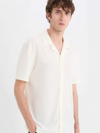 پیراهن آستین کوتاه مردانه سفید دفکتو