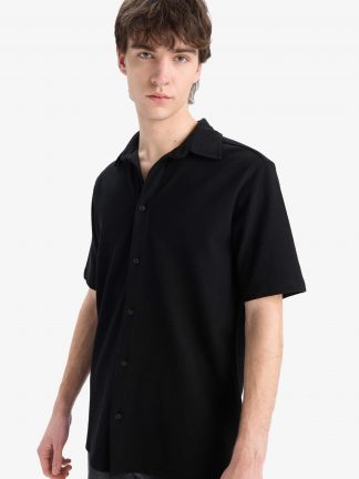 پیراهن آستین کوتاه مردانه مشکی دفکتو