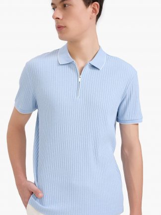 پولوشرت مردانه آبی روشن دفکتو