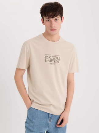 تی شرت مردانه بژ دفکتو