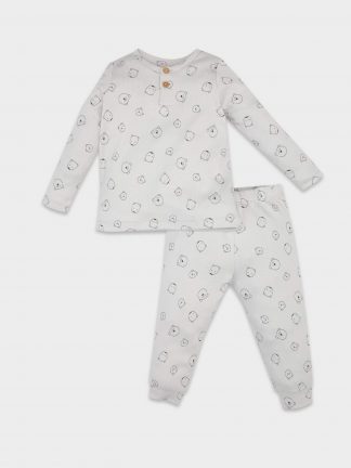 لباس راحتی نوزاد پسر خاکستری روشن دفکتو