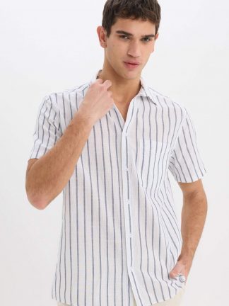 پیراهن آستین کوتاه مردانه سفید دفکتو