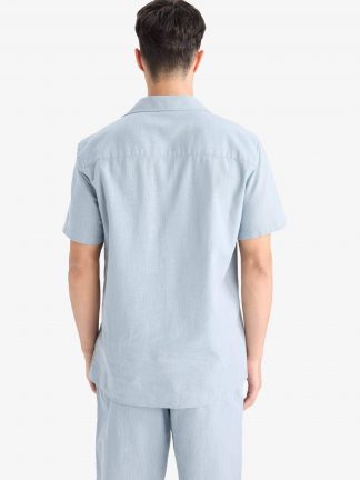 پیراهن آستین کوتاه مردانه آبی روشن دفکتو