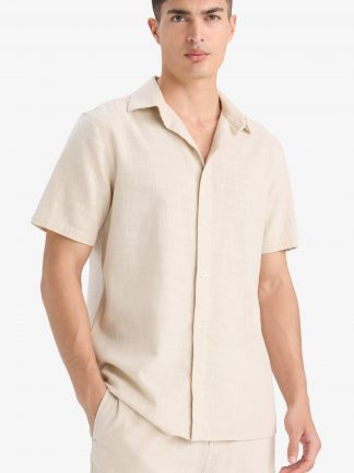 پیراهن آستین کوتاه مردانه بژ دفکتو