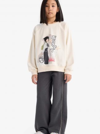 شلوار راحتی دخترانه خاکستری تیره دفکتو