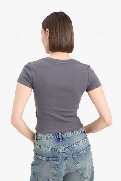 تیشرت زنانه خاکستری تیره دفکتو