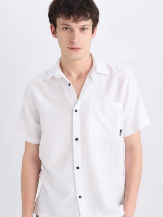 پیراهن آستین کوتاه مردانه سفید دفکتو