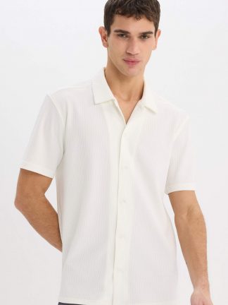 پیراهن آستین کوتاه مردانه بژ دفکتو