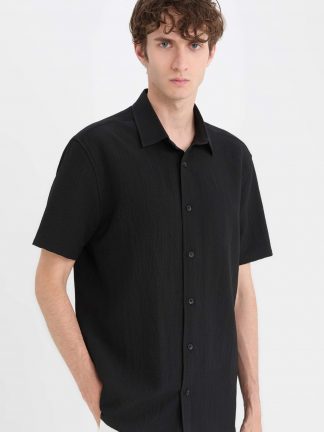 پیراهن آستین کوتاه مردانه مشکی دفکتو