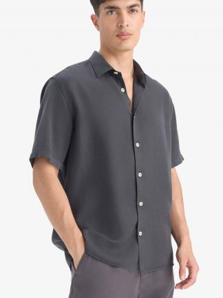 پیراهن آستین کوتاه مردانه خاکستری تیره دفکتو