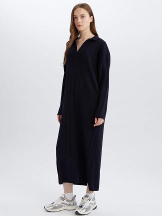 پیراهن زنانه سرمه ای دفکتو