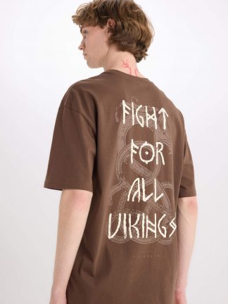 تی شرت مردانه قهوه ای دفکتو