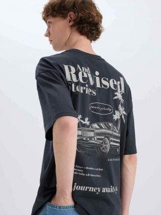 تی شرت مردانه خاکستری تیره دفکتو