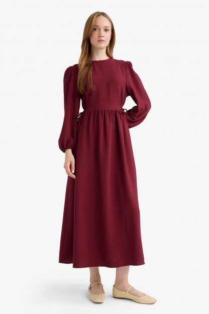 پیراهن زنانه زرشکی دفکتو
