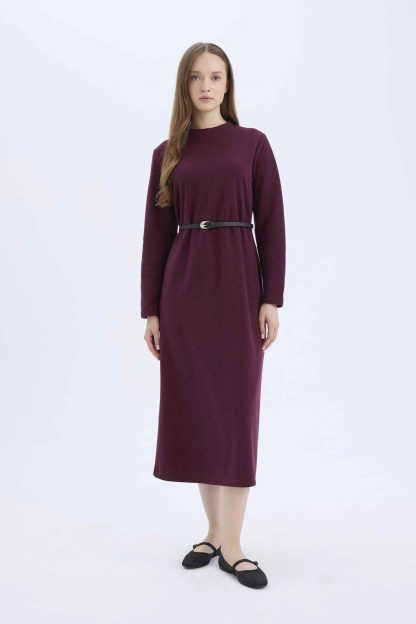 پیراهن زنانه زرشکی دفکتو