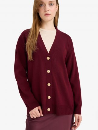 ژاکت زنانه زرشکی دفکتو