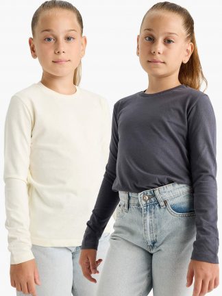 تی شرت دخترانه خاکستری تیره دفکتو