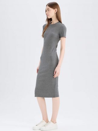 پیراهن بافت زنانه خاکستری تیره دفکتو