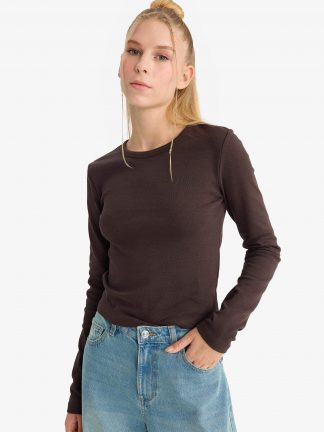 تیشرت زنانه قهوه ای دفکتو