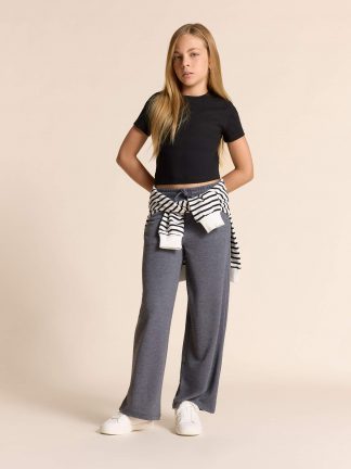 شلوار راحتی دخترانه خاکستری تیره دفکتو