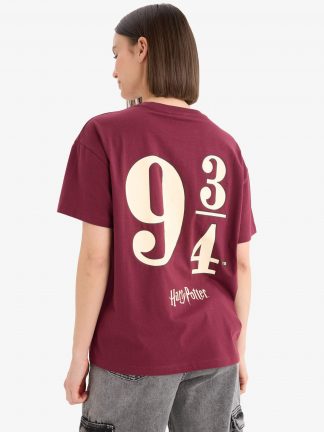 تیشرت زنانه زرشکی دفکتو