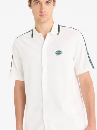 پیراهن آستین کوتاه مردانه بژ دفکتو