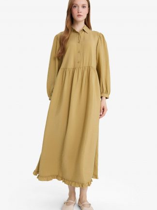 پیراهن زنانه خاکی دفکتو