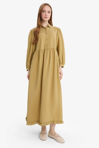 پیراهن زنانه خاکی دفکتو