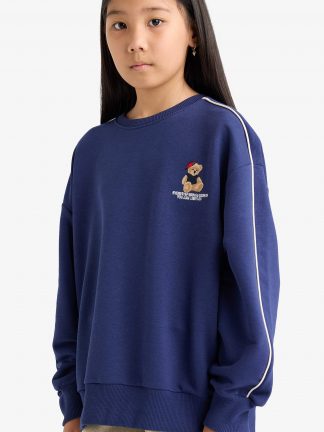 سویشرت دخترانه سرمه ای دفکتو