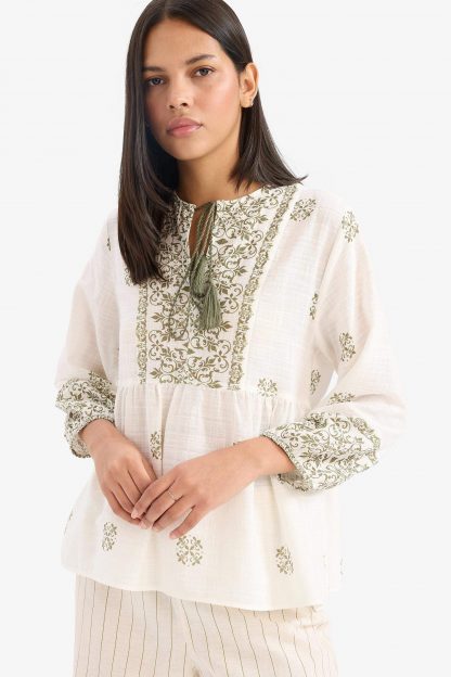 بلوز زنانه بژ دفکتو