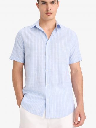 پیراهن آستین کوتاه مردانه آبی دفکتو