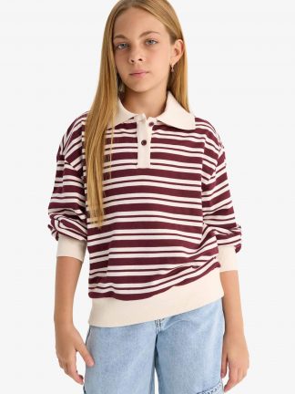 پولوشرت دخترانه زرشکی دفکتو