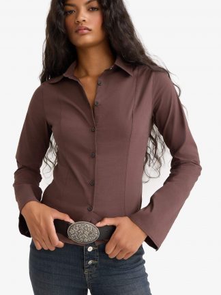 شومیز زنانه قهوه ای دفکتو