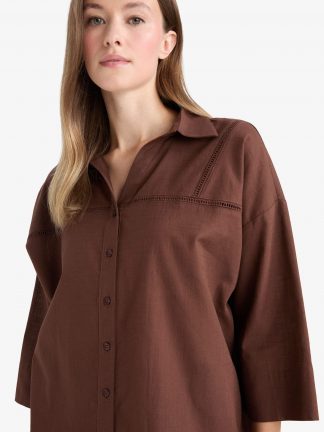 شومیز زنانه قهوه ای دفکتو