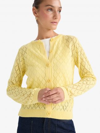 ژاکت زنانه زرد روشن دفکتو