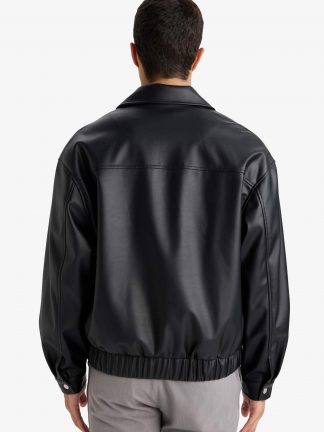 کت چرمی مردانه مشکی دفکتو