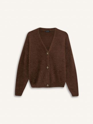 ژاکت زنانه قهوه ای دفکتو