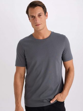 تی شرت مردانه خاکستری تیره دفکتو
