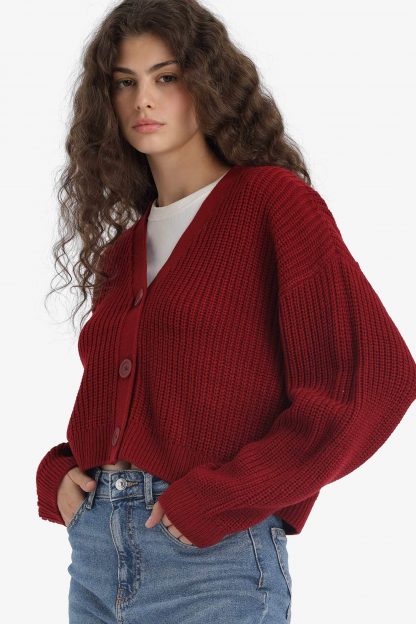 ژاکت زنانه زرشکی دفکتو