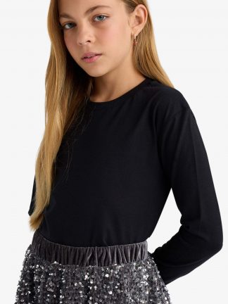 تی شرت دخترانه مشکی دفکتو