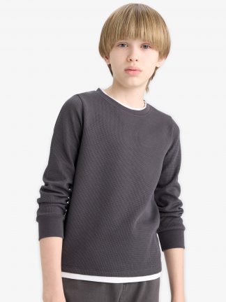 تی شرت پسرانه خاکستری تیره دفکتو