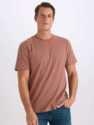 تی شرت مردانه قهوه ای روشن دفکتو