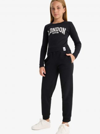 شلوار راحتی دخترانه مشکی دفکتو