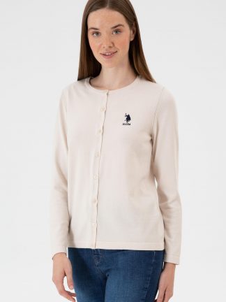 ژاکت زنانه کرم یو اس پولو