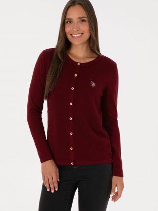 ژاکت زنانه زرشکی یو اس پولو