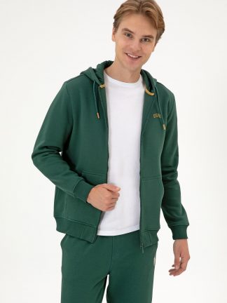 هودی مردانه سبز تیره یو اس پولو